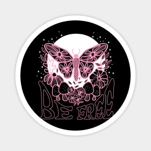 Be Free Luna Moth Freedom Design: Mushroom and Flower Serenity Magnet